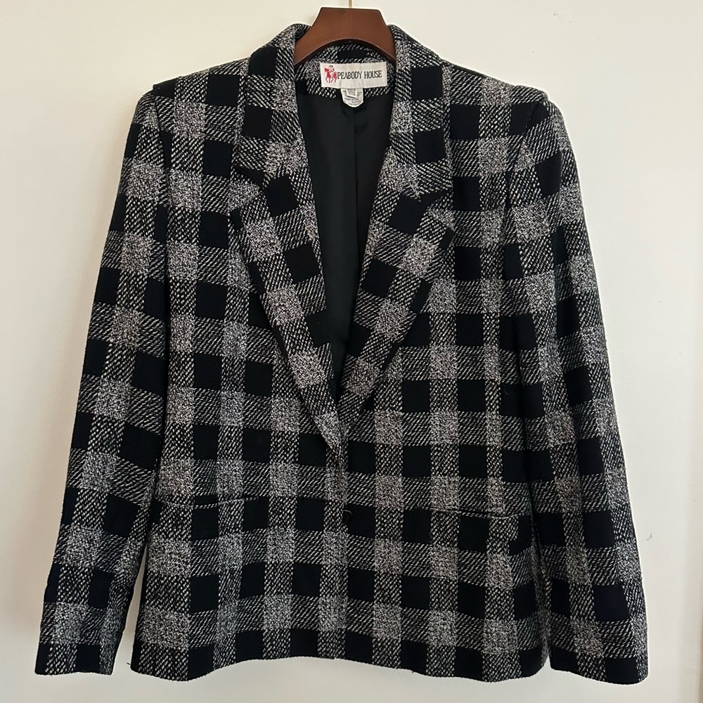 Peabody House Vintage Tweed Plaid Blazer Size 3/4